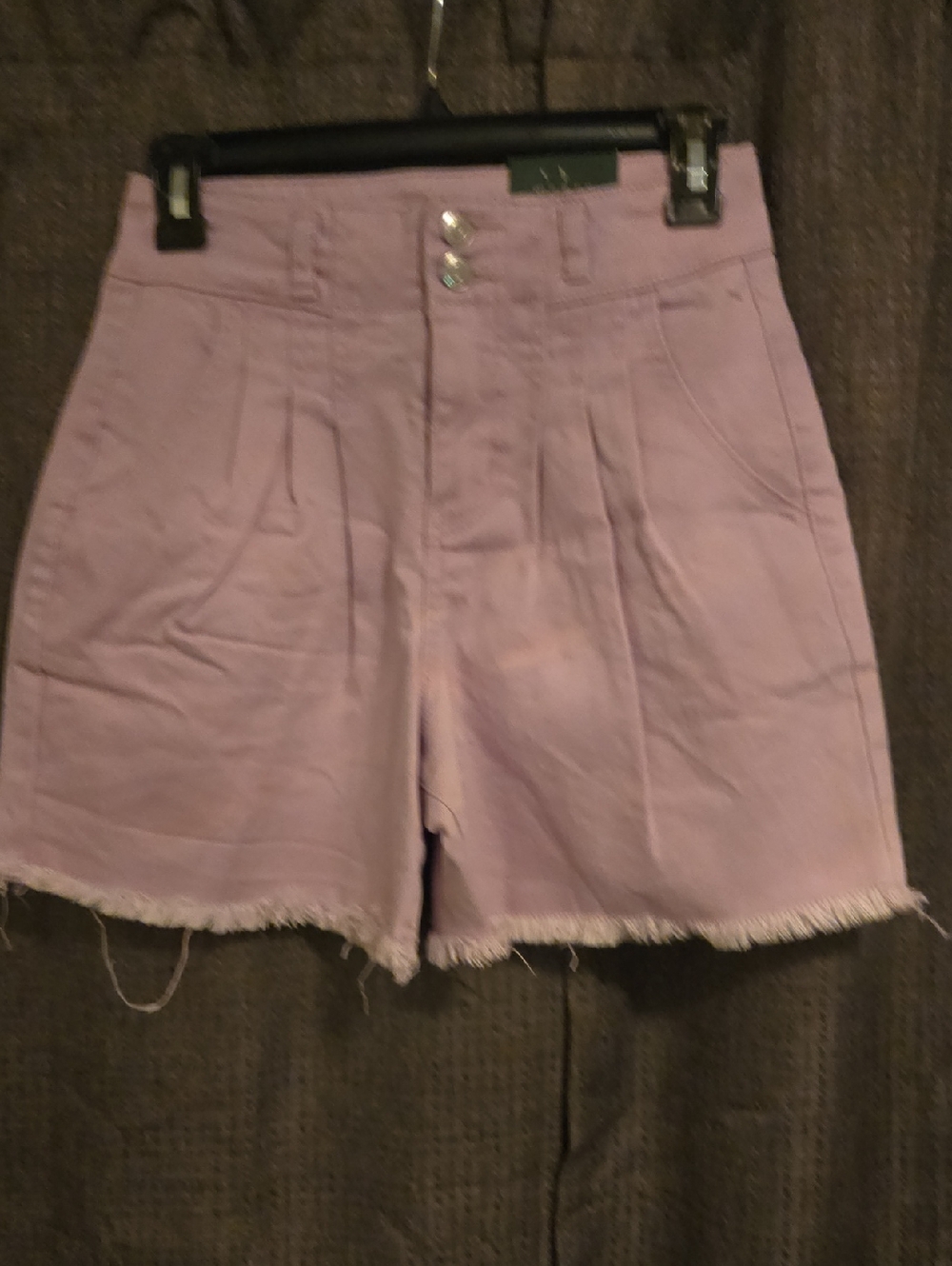 wild fable Lilac High-Waist Frayed Hem Shorts